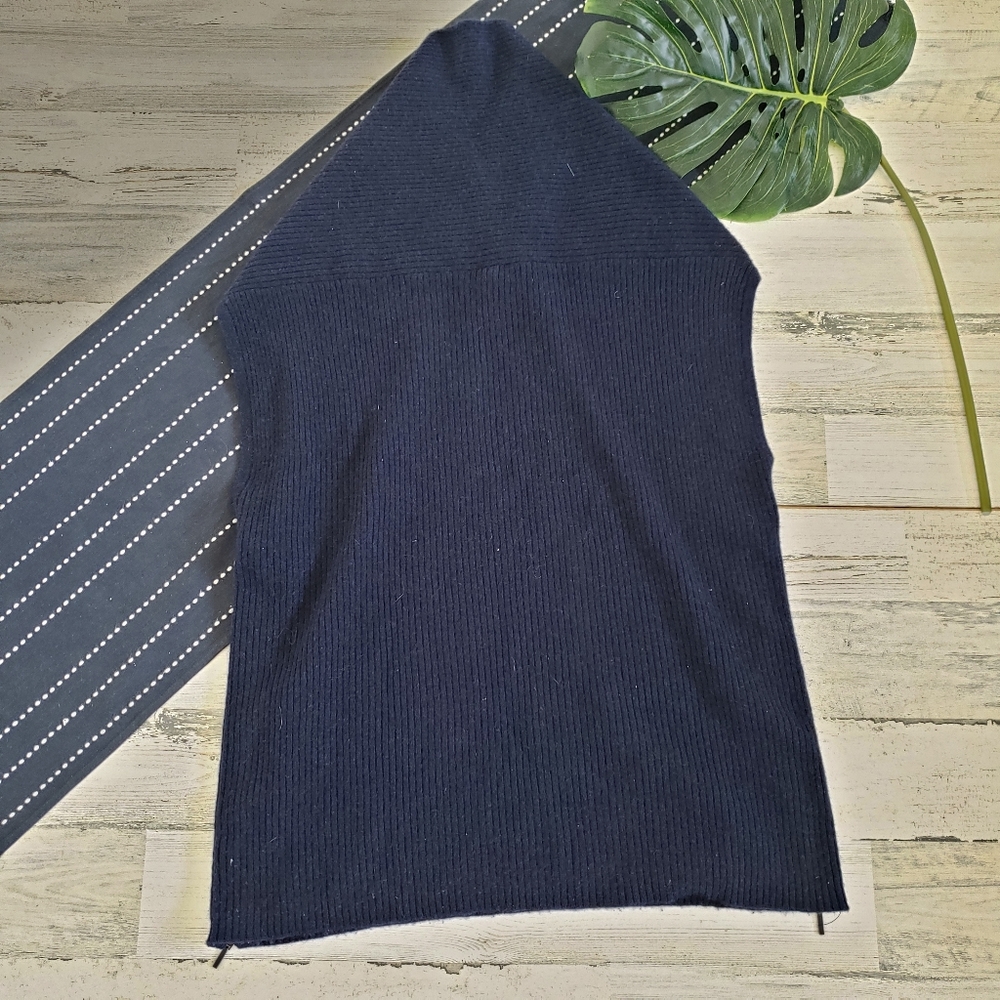 Kinross Cashmere| Popover Short Cap Sleeve Sweater Navy Size Small - Picture 4 of 5